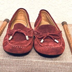 Michael Kors Suede Sutton Moccasin- Size 7.5- Wine Color